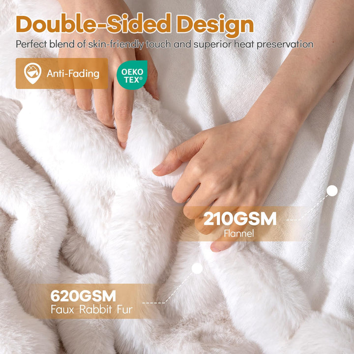Giantex Luxury Fuzzy Plush Rabbit Fur Bubble Blanket for Armchair