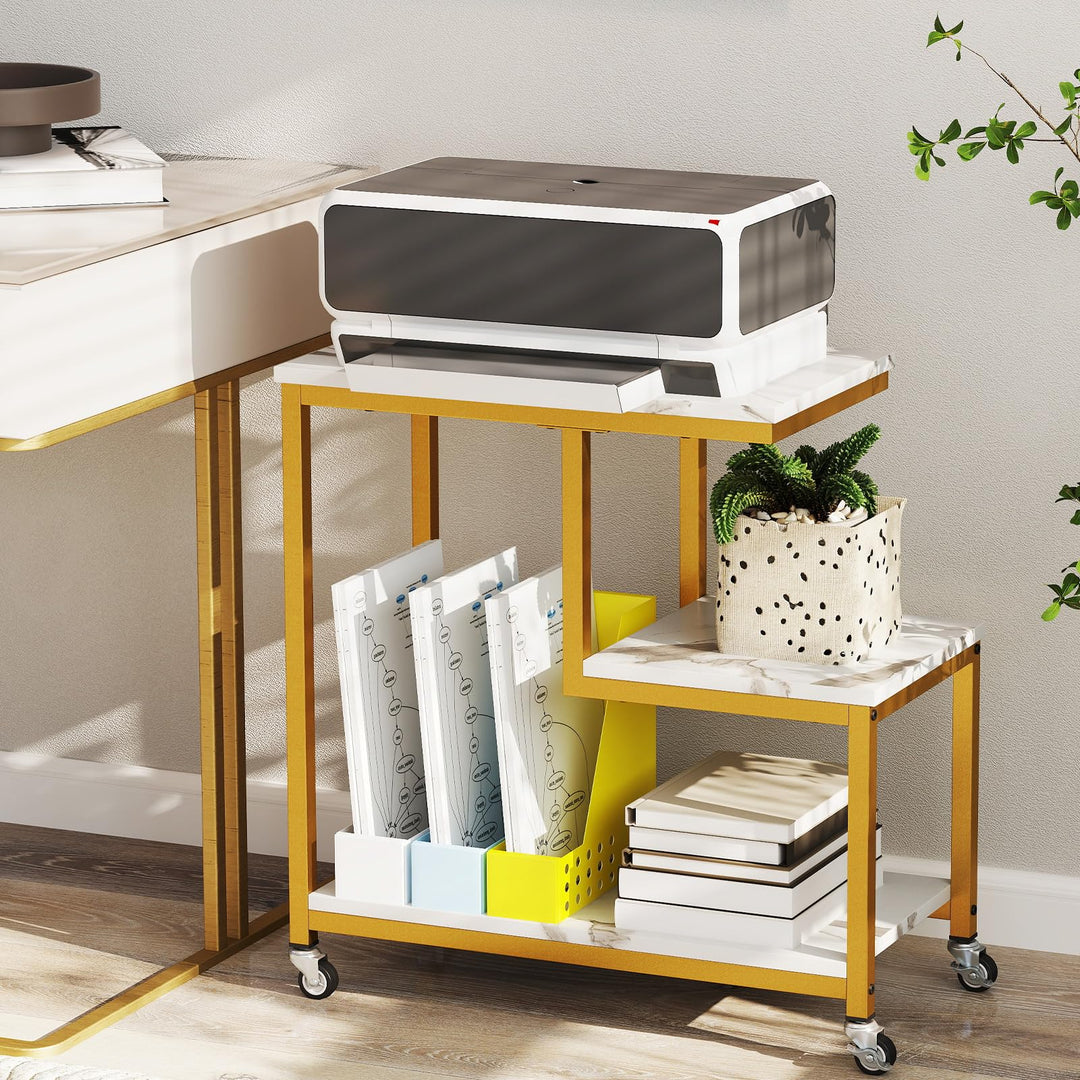 Giantex 3 Tier Side Table with Wheels for Living Room Bedroom Office