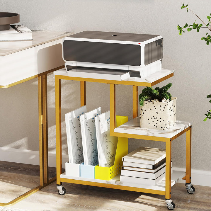 Giantex 3 Tier Side Table with Wheels for Living Room Bedroom Office