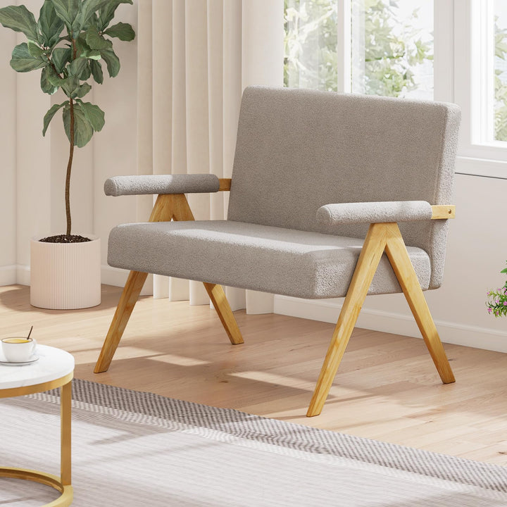 Giantex Loveseat Sofa with Armrests and Wooden Legs