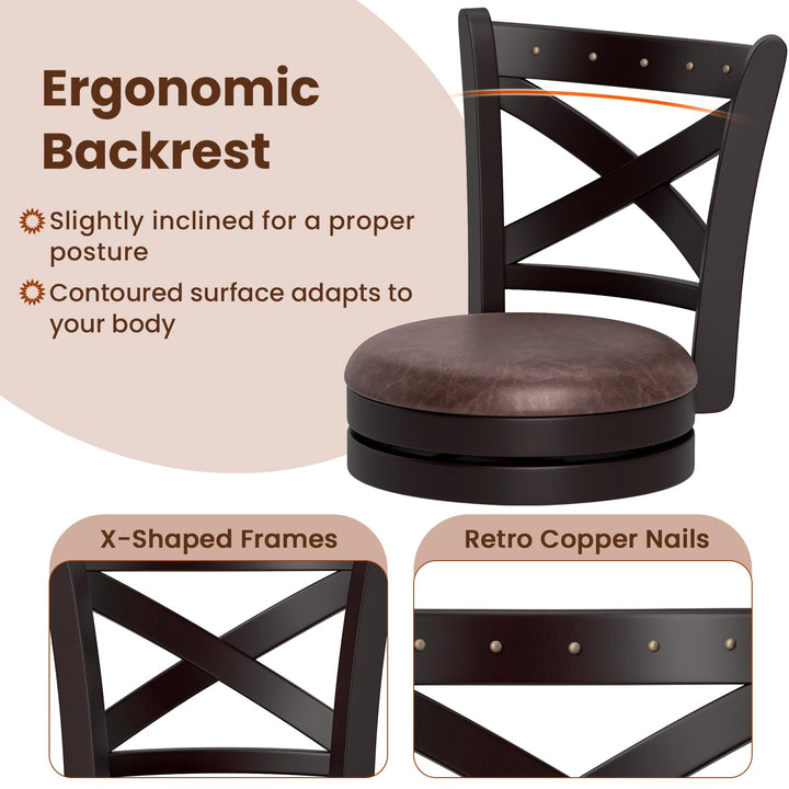 Giantex 30" Swivel Bar Stools with Footrest & Rubber Wood Frame