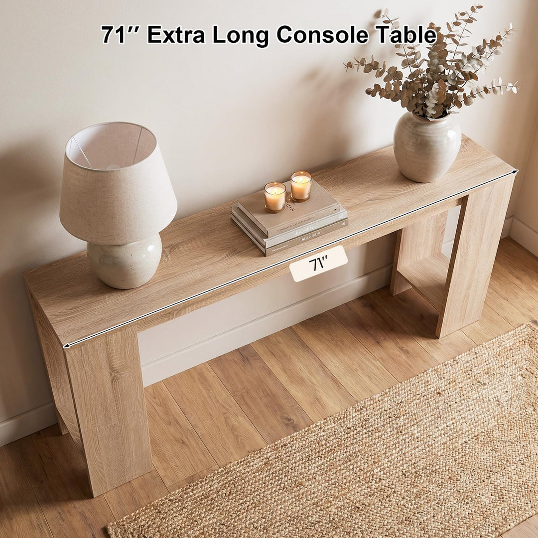 Giantex 71" Farmhouse Console Table | Narrow Long Entryway Table Behind Couch