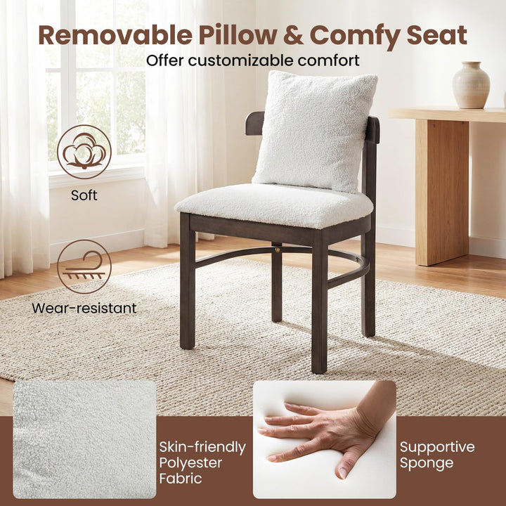 Giantex Wood Dining Chairs Set of 2/4 w/Removable Pillow