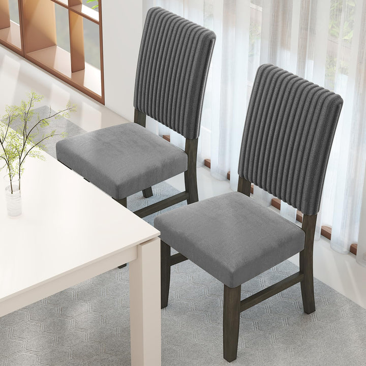 Giantex Dining Chairs Set of 2/4 Mid-Century Velvet Fabric Upholstered Chairs with Rubber Wood Legs Thick Padded Seat