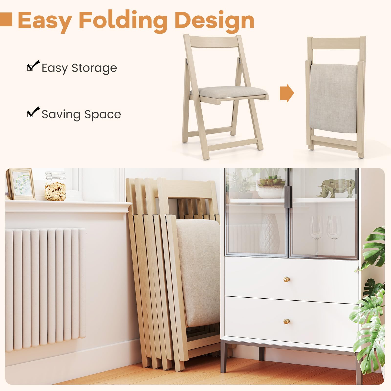 Giantex Folding Dining Chairs Set of 4
