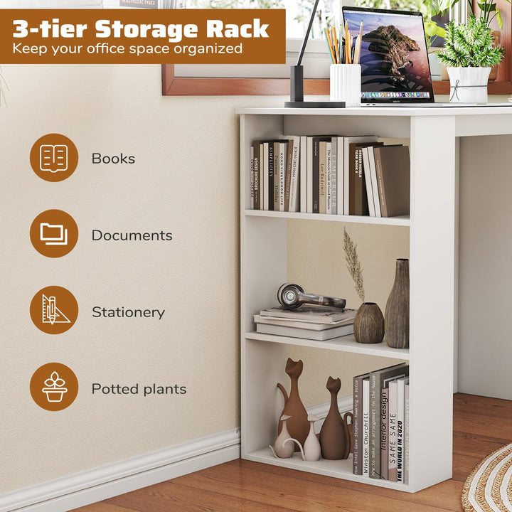 Giantex 35.5 Inch Compact Home Office Desk with Storage Bookshelf