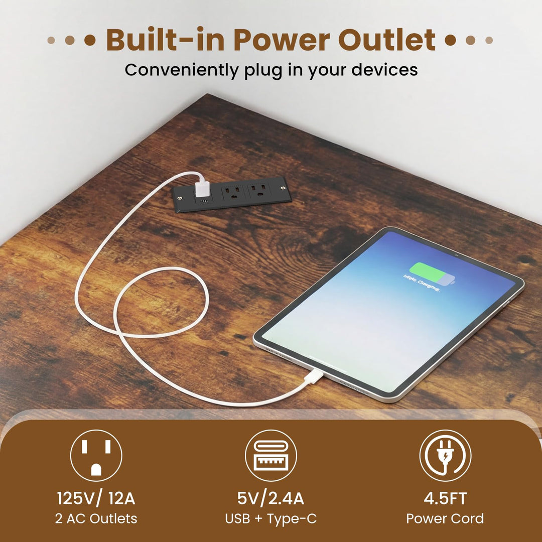Giantex 90° Triangle Corner Desk with Charging Station