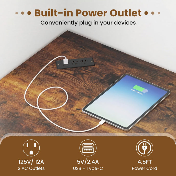 Giantex 90° Triangle Corner Desk with Charging Station