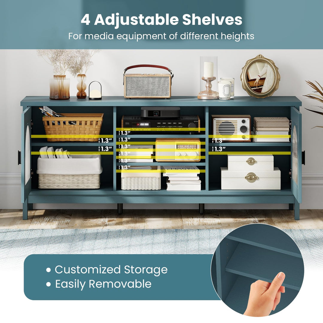 Giantex Modern Vintage TV Cabinet with Adjustable Shelves and 2 Cable Holes for TVs up to 65 Inches