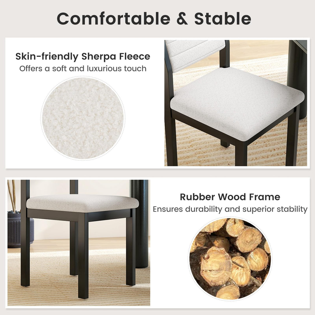 Giantex Sherpa Kitchen Chairs with Wood Frame & Padded Seat