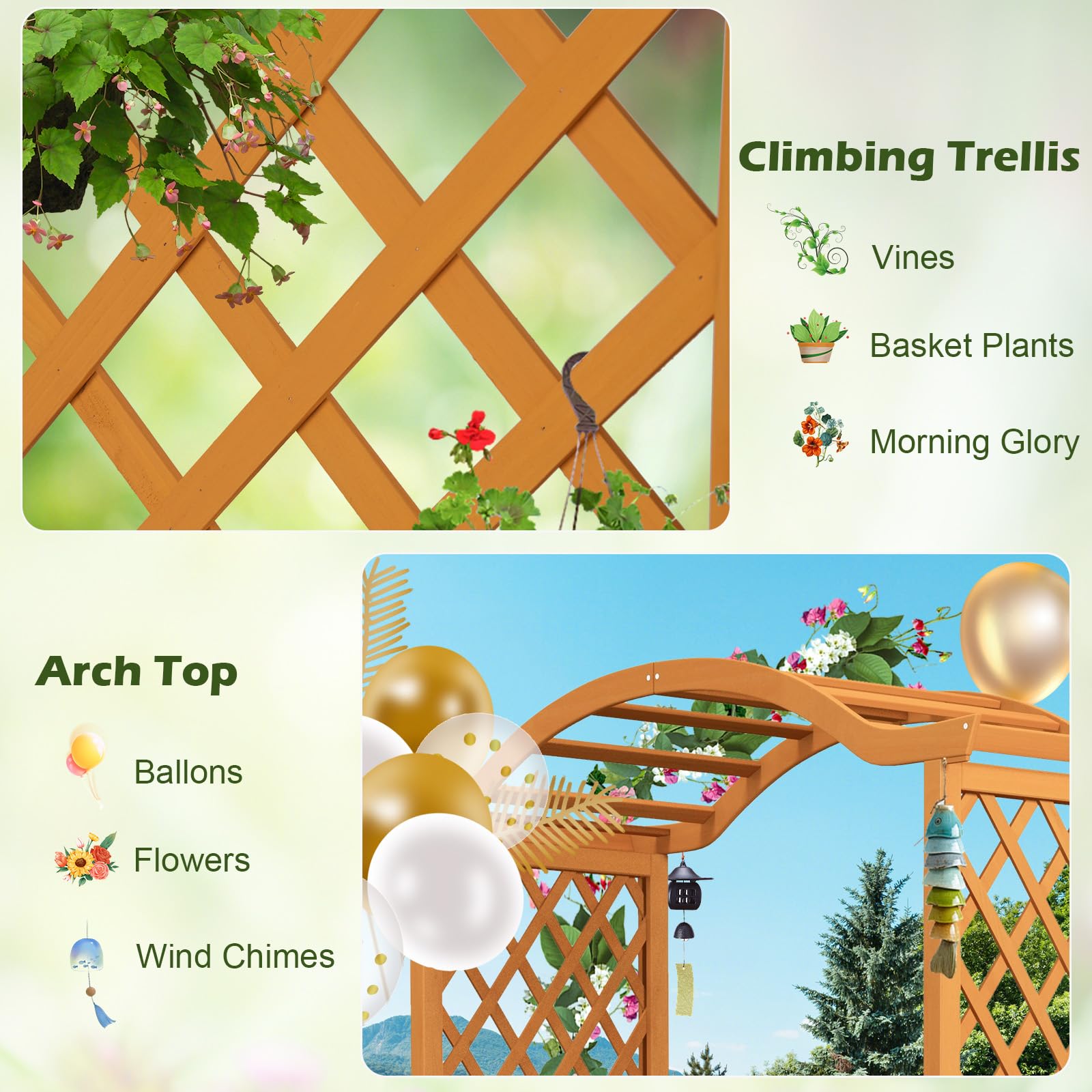 Garden Arbor with Planter, Wooden Planter Arch with Trellis - Giantex