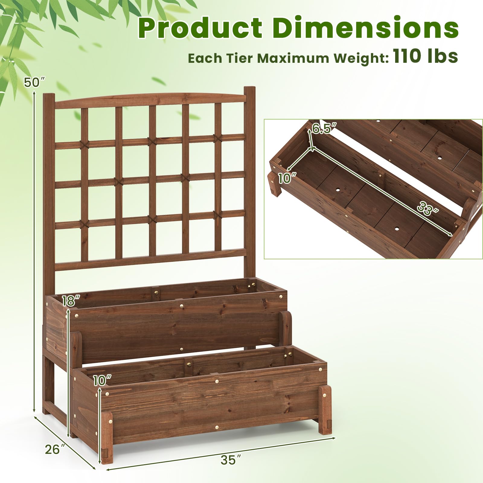 Giantex Raised Garden Bed with Legs and Trellis