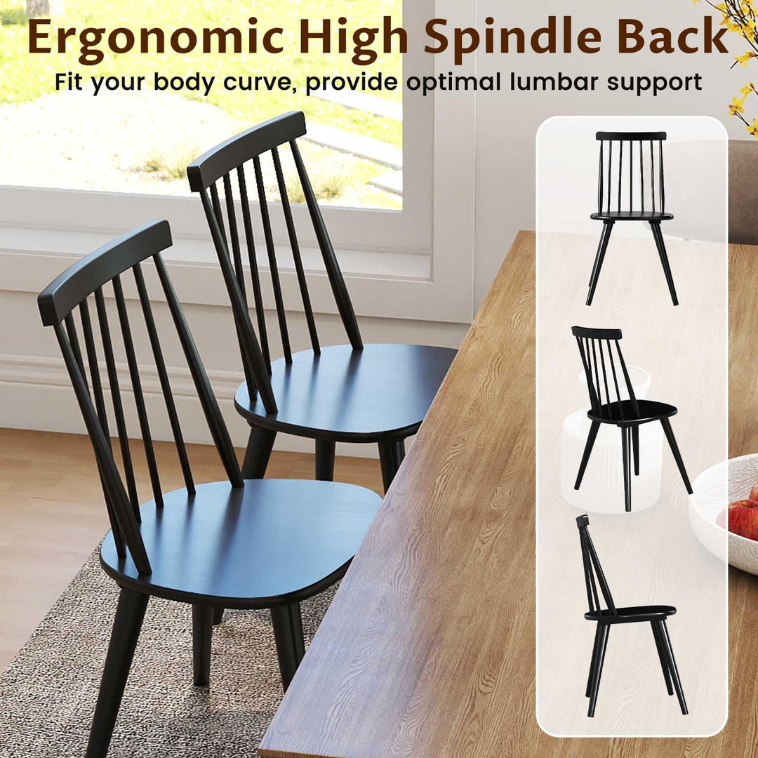 Giantex Windsor Dining Chairs Set of 2/4 Farmhouse Wooden Black Kitchen Chairs