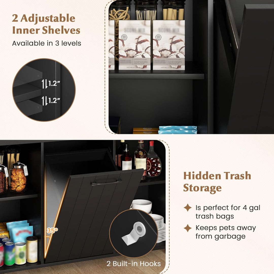 Giantex Kitchen Island w/Trash Bag Storage