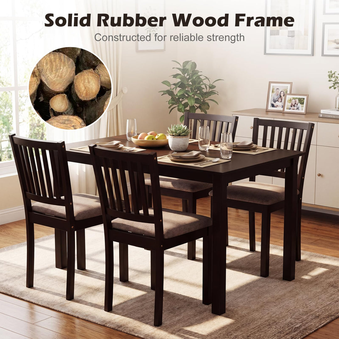 Giantex Dining Table Set for 4 | Rectangular Kitchen Table Set w/4 Upholstered Chairs