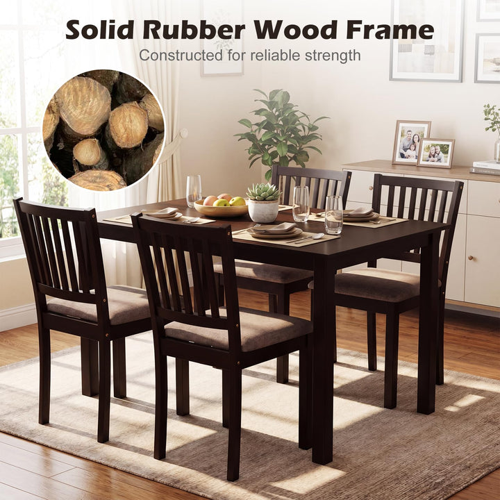 Giantex Dining Table Set for 4 | Rectangular Kitchen Table Set w/4 Upholstered Chairs