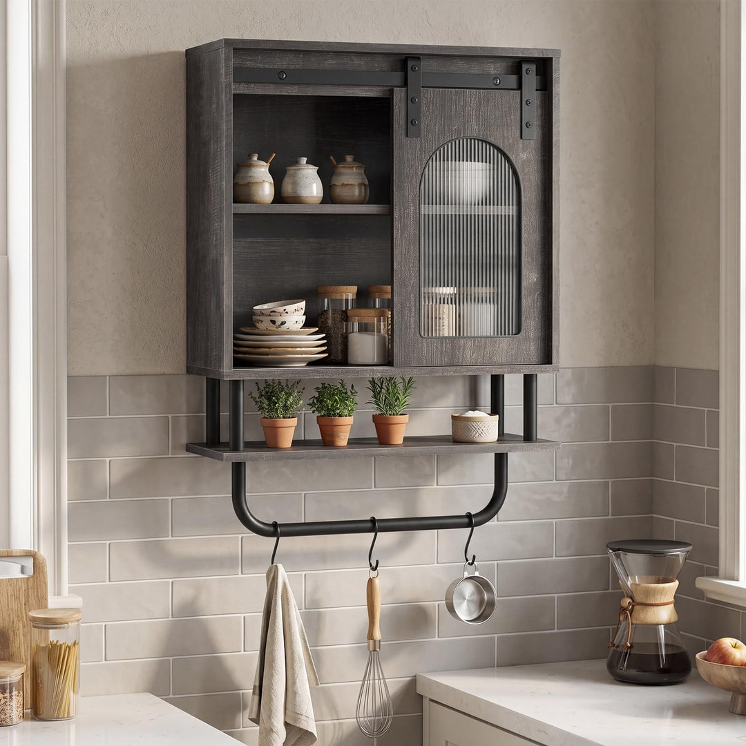 Giantex Bathroom Wall Cabinet with Sliding Barn Door