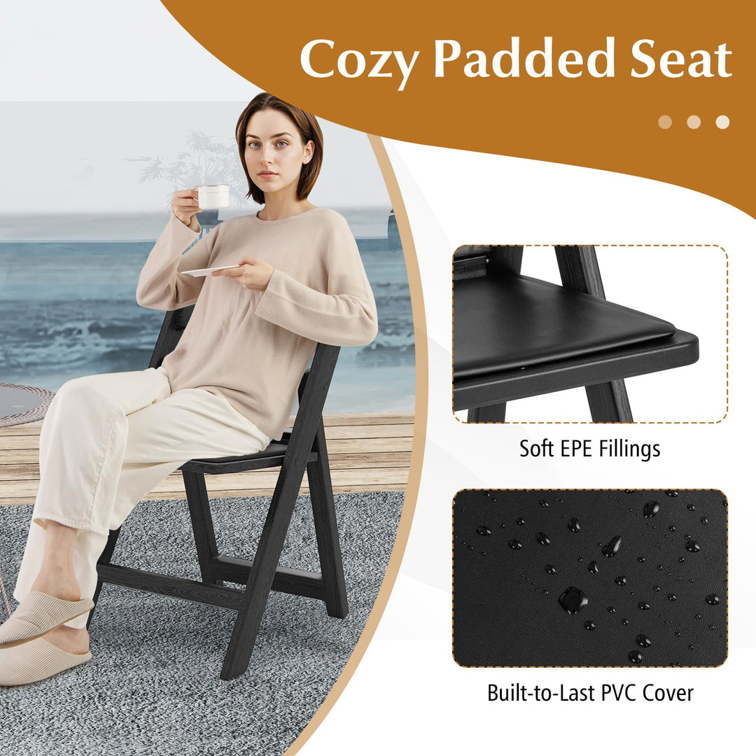 Giantex Folding Chairs Portable Resin Event Chairs with Padded Seat