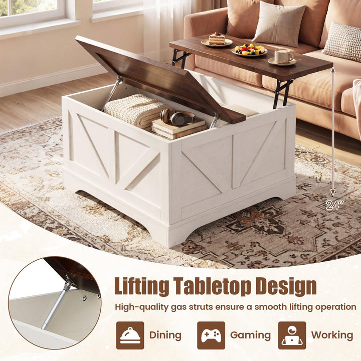 Giantex 31.5" Square Farmhouse Lift Top Coffee Table with Storage