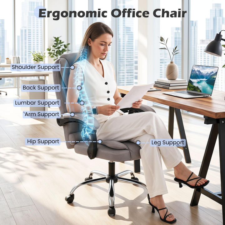 Giantex Office Executive Chair | Ergonomic Big High Back Computer Chair with Linkage Armrests