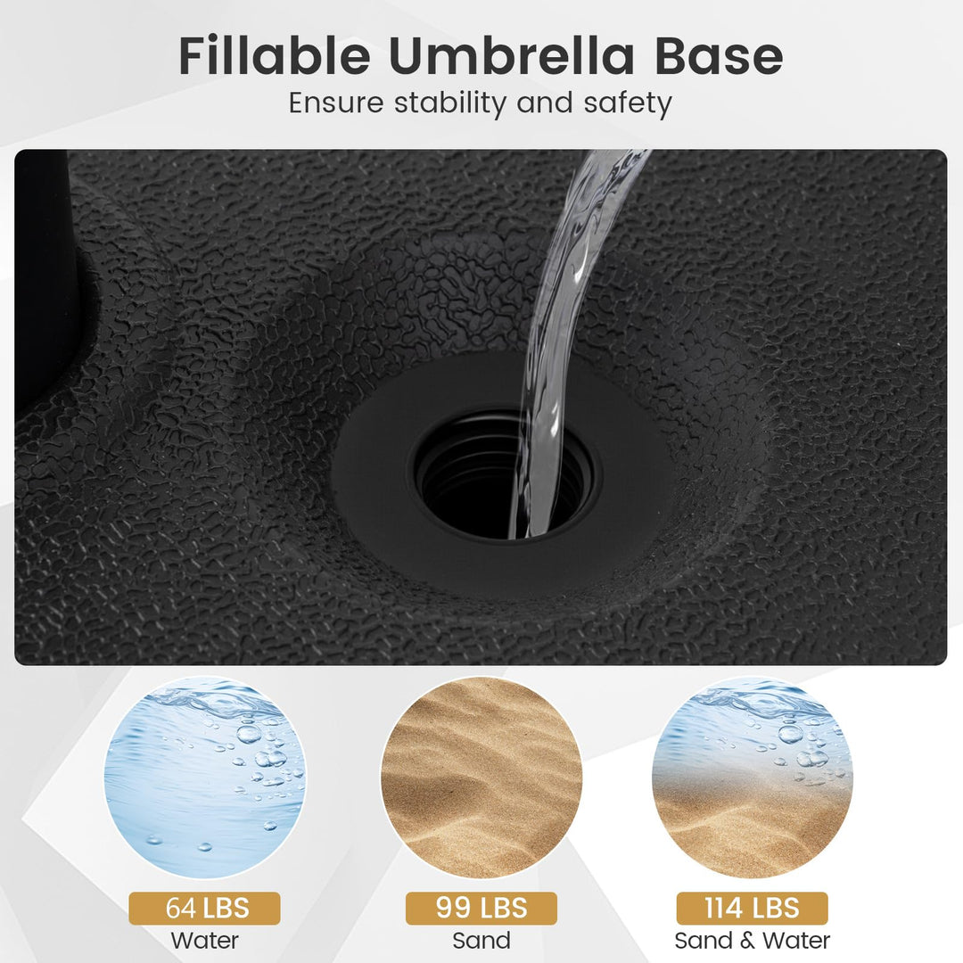 Giantex Fillable Patio Umbrella Base | 110 lbs Heavy Duty Umbrella Stand with 2 Adapters