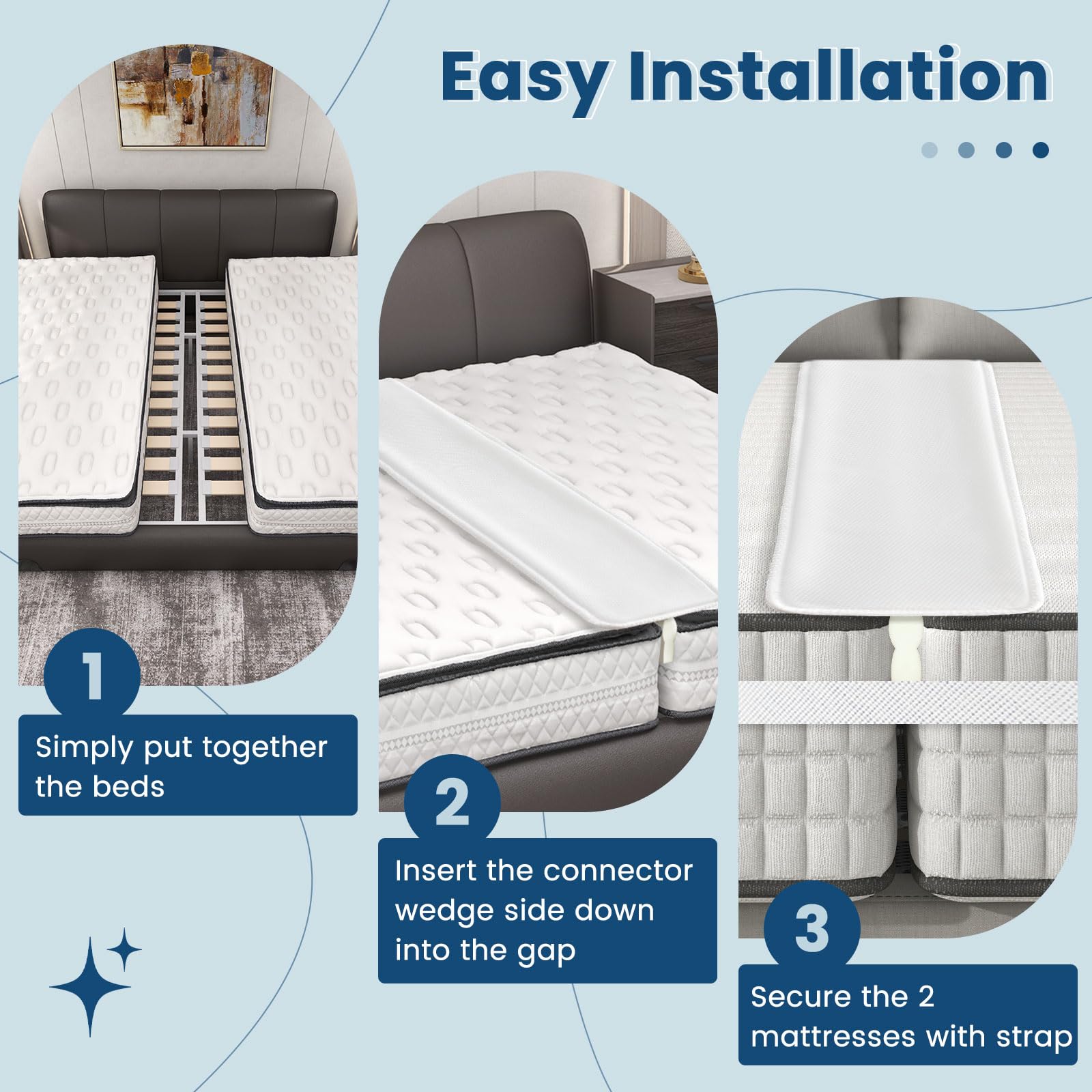 Giantex 12"/10" Wide Bed Bridge Twin to King Converter Kit