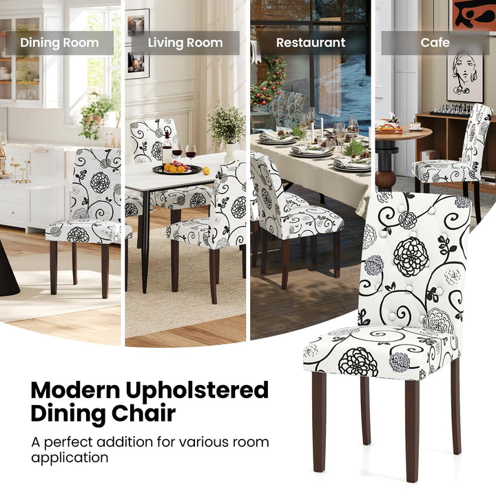 Giantex Tufted Dining Chairs Set of 2/4 Upholstered Kitchen Chairs w/Padded Seat & High Backrest