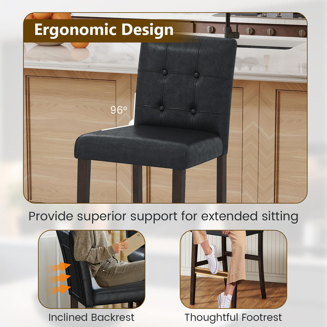 Giantex Bar Stools Set of 2/4 with Button Tufted Back
