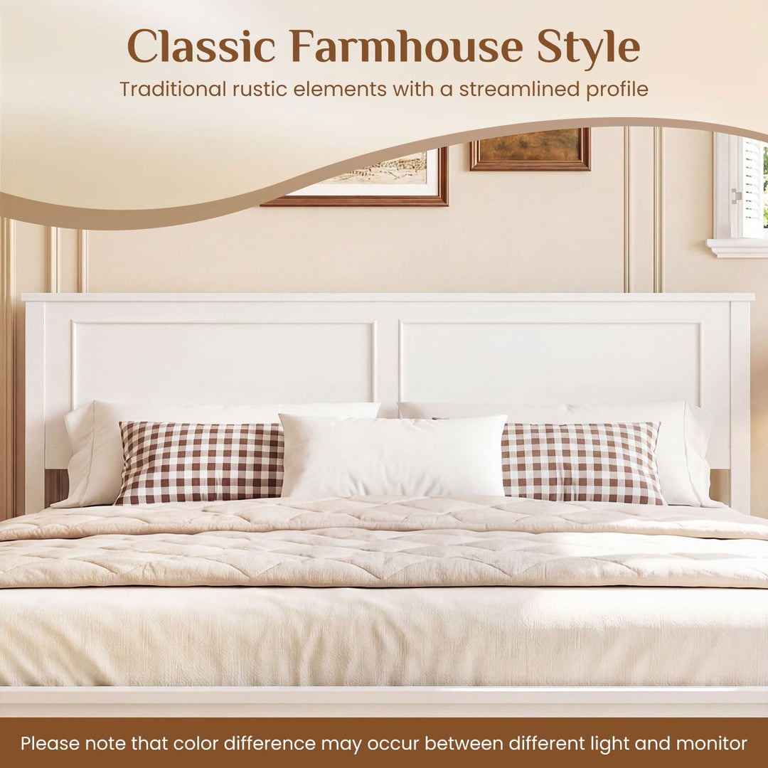 Giantex Wood Queen/Full/Twin Size Farmhouse Solid Platform Bed