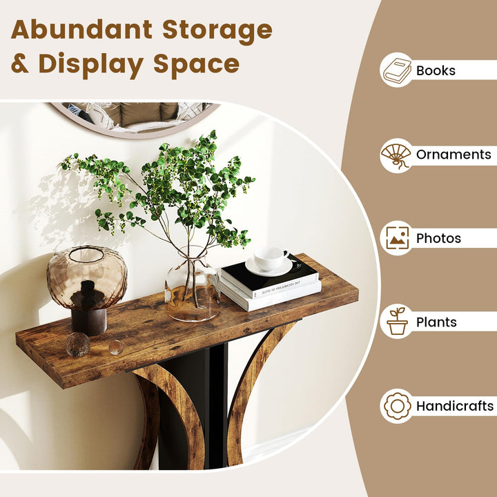 Giantex 40" Narrow Console Table | T-Shaped Entryway Table with Open Storage Shelve