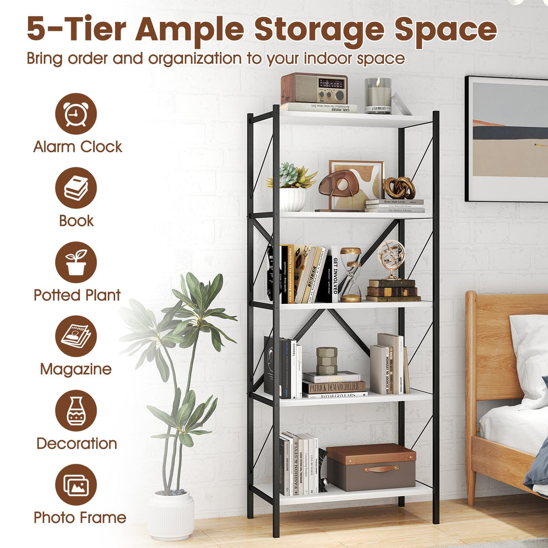 Giantex 5-Tier Tall Industrial Bookcase with Heavy-Duty Metal Frame (1/2)