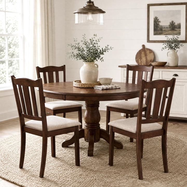 GIANTEX Wooden Dining Chairs Set of 2/4 with Hollow Back &amp; Soft-padded Seat