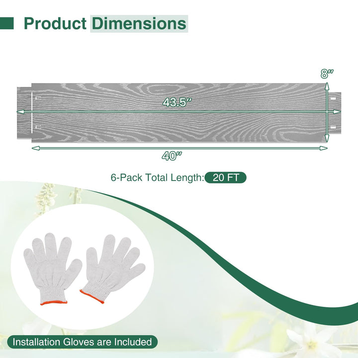 Giantex Galvanized Metal Landscape Edging 6 Packs 20FT Heavy-Duty Hammer-in Edging Border