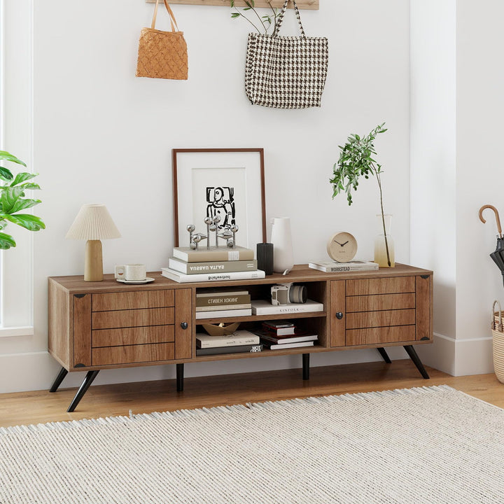 Giantex 2-Door TV Stand for TVs up to 65 Inch with Open Shelves