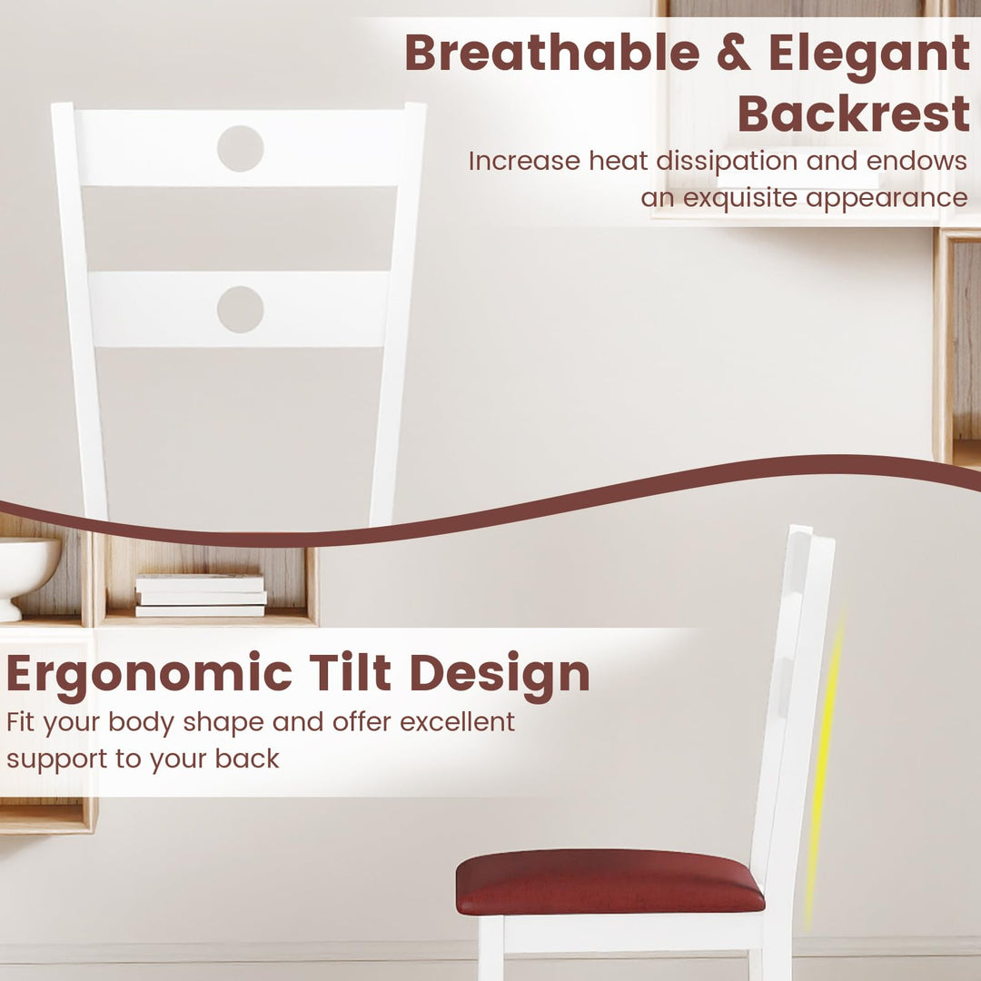 Giantex PU Leather Upholstered Kitchen Chairs w/Hollowed Backrest & Padded Seat