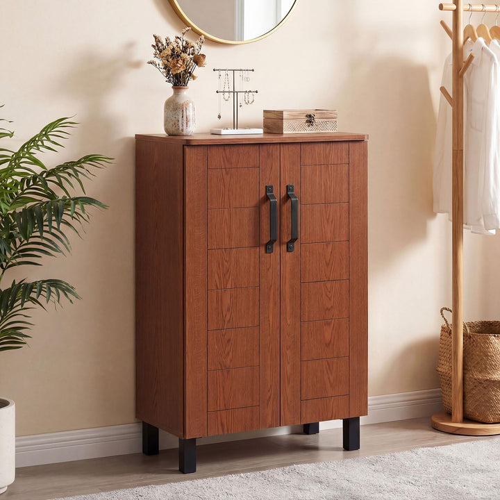 Giantex 5-Tier Shoe Storage Cabinet | Freestanding Wooden Entryway Cabinet w/Storage