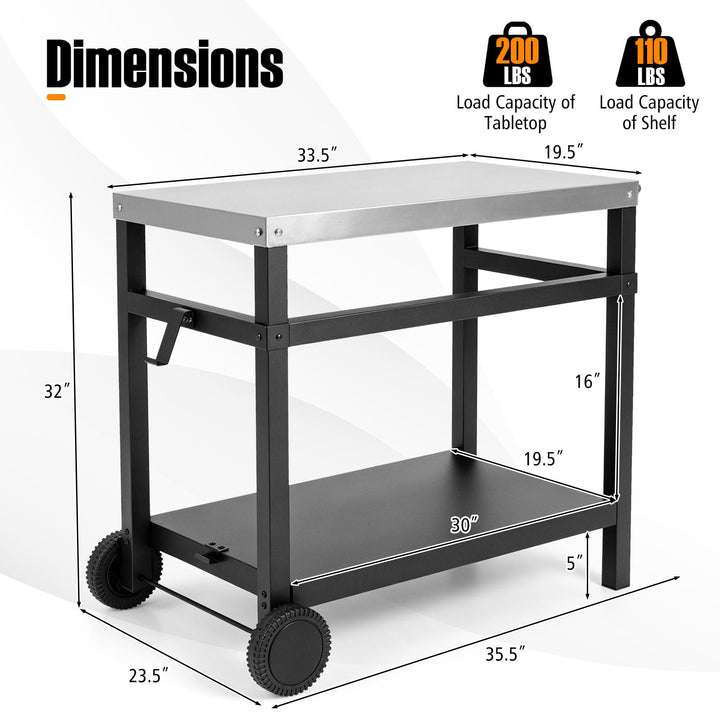 Giantex Outdoor Grill Cart with Stainless Steel Tabletop &amp; Storage Shelf
