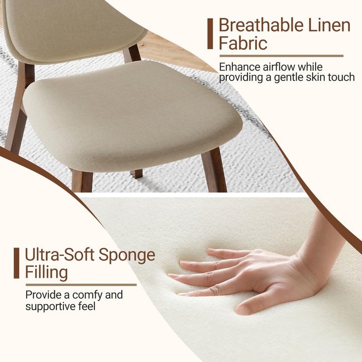 Giantex Wooden Dining Chair Set of 2/4 Mid-Century Modern Upholstered Side Armless Chair