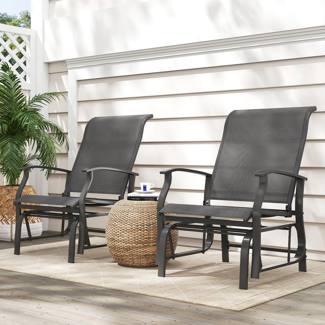 Giantex 2-Pack Outdoor Glider Rocking Chairs with Ergonomic Backrest & Seat