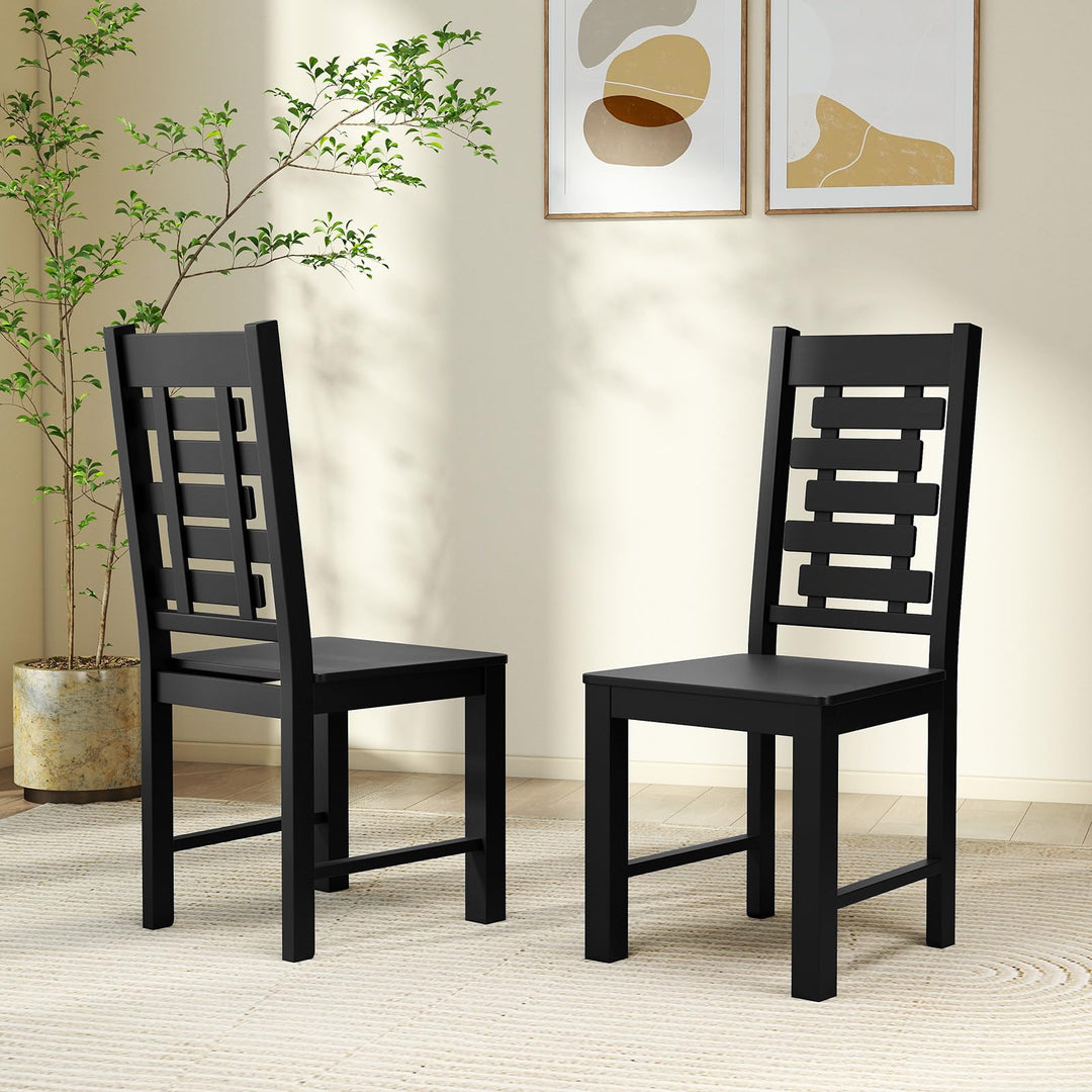 Giantex Wooden Dining Chairs Set 100% Solid Rubber Wood Kitchen Chair with High & Tilted Backrest