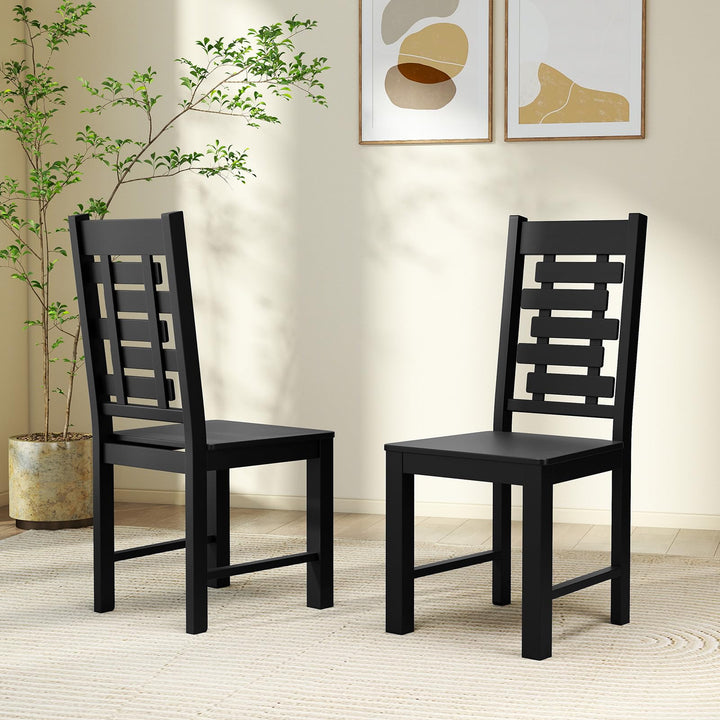 Giantex Wooden Dining Chairs Set 100% Solid Rubber Wood Kitchen Chair with High & Tilted Backrest