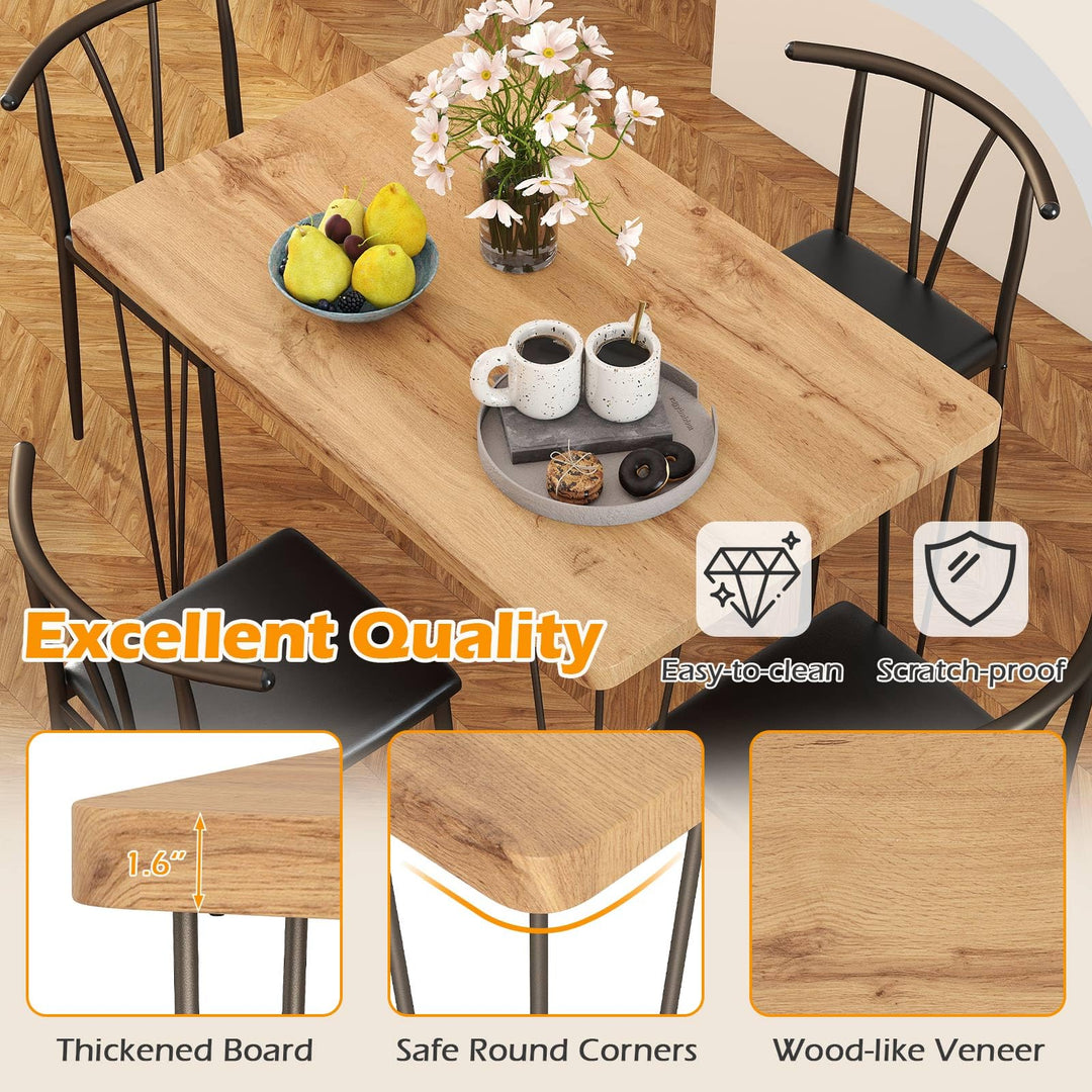 Giantex 5-Piece Dining Table Set | 43-Inches Rectangular Kitchen Table & 4 Armless Chairs with Upholstered Seat