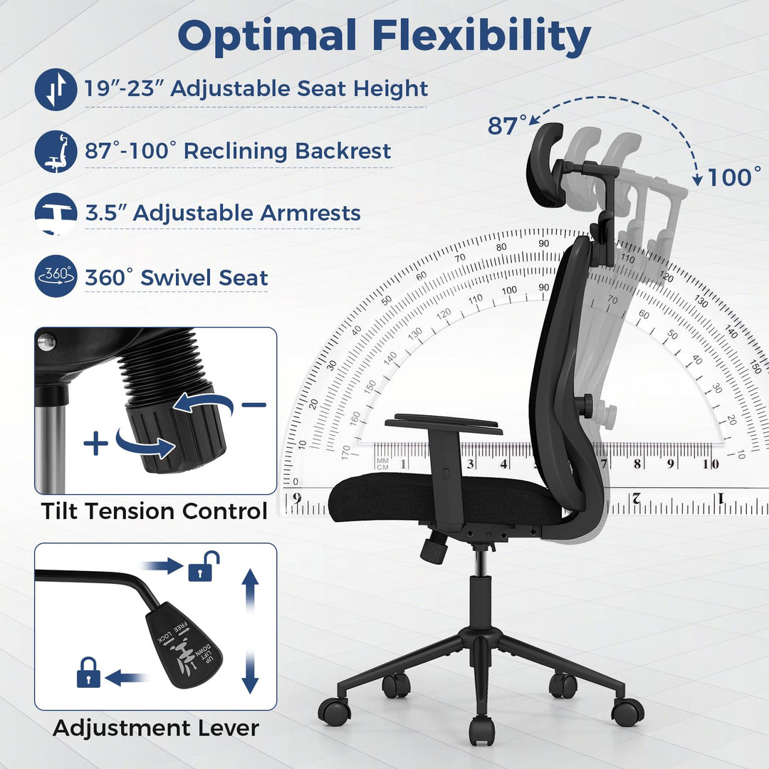 Giantex Ergonomic Office Chair with 3D Headrest and Reclining Backrest