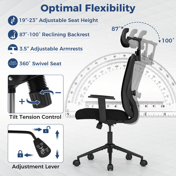 Giantex Ergonomic Office Chair with 3D Headrest and Reclining Backrest