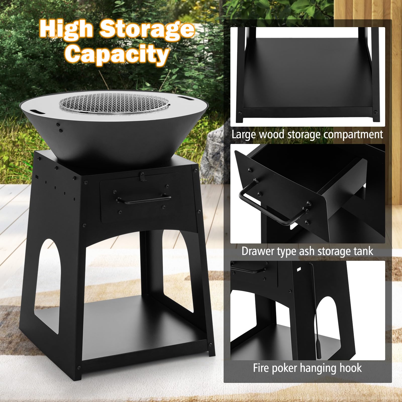 Giantex Outdoor Fire Pit with Grill
