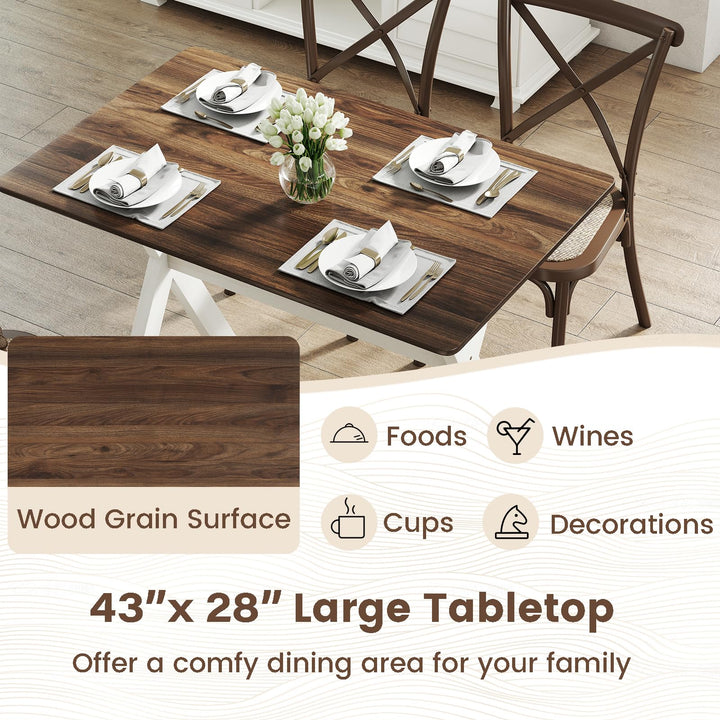 Giantex 43" x 28" Wooden Dining Table with X-Shaped Frame Reinforced Crossbar