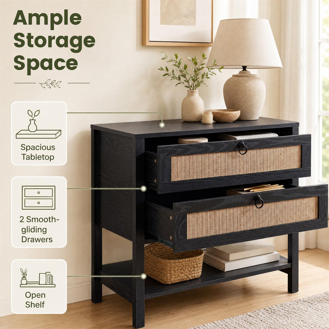GIANTEX 27" Wide Rattan Nightstand with 2 Drawers (1/2)