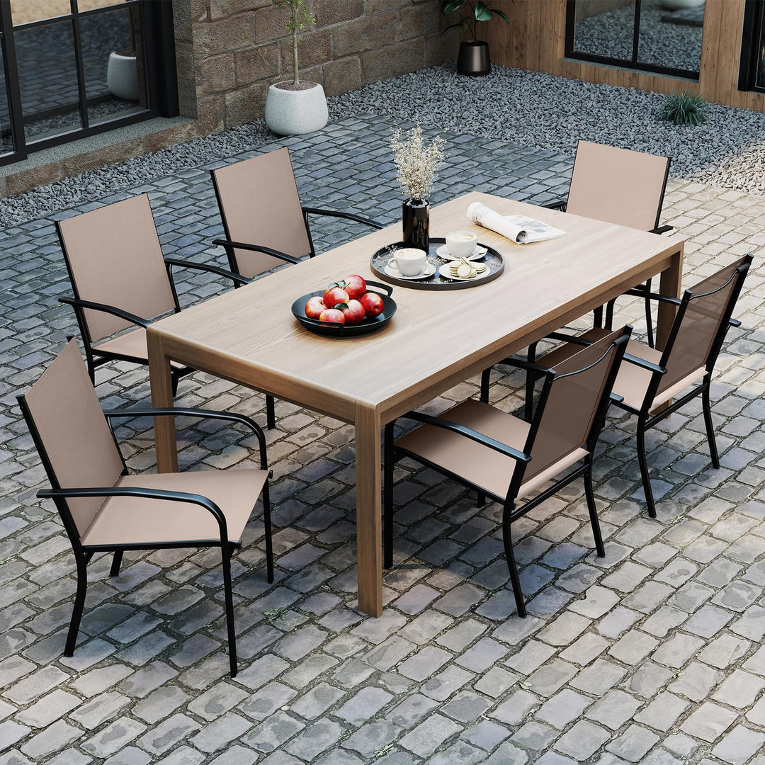 Giantex Stackable Patio Chairs with Breathable Backrest & Wide Seat