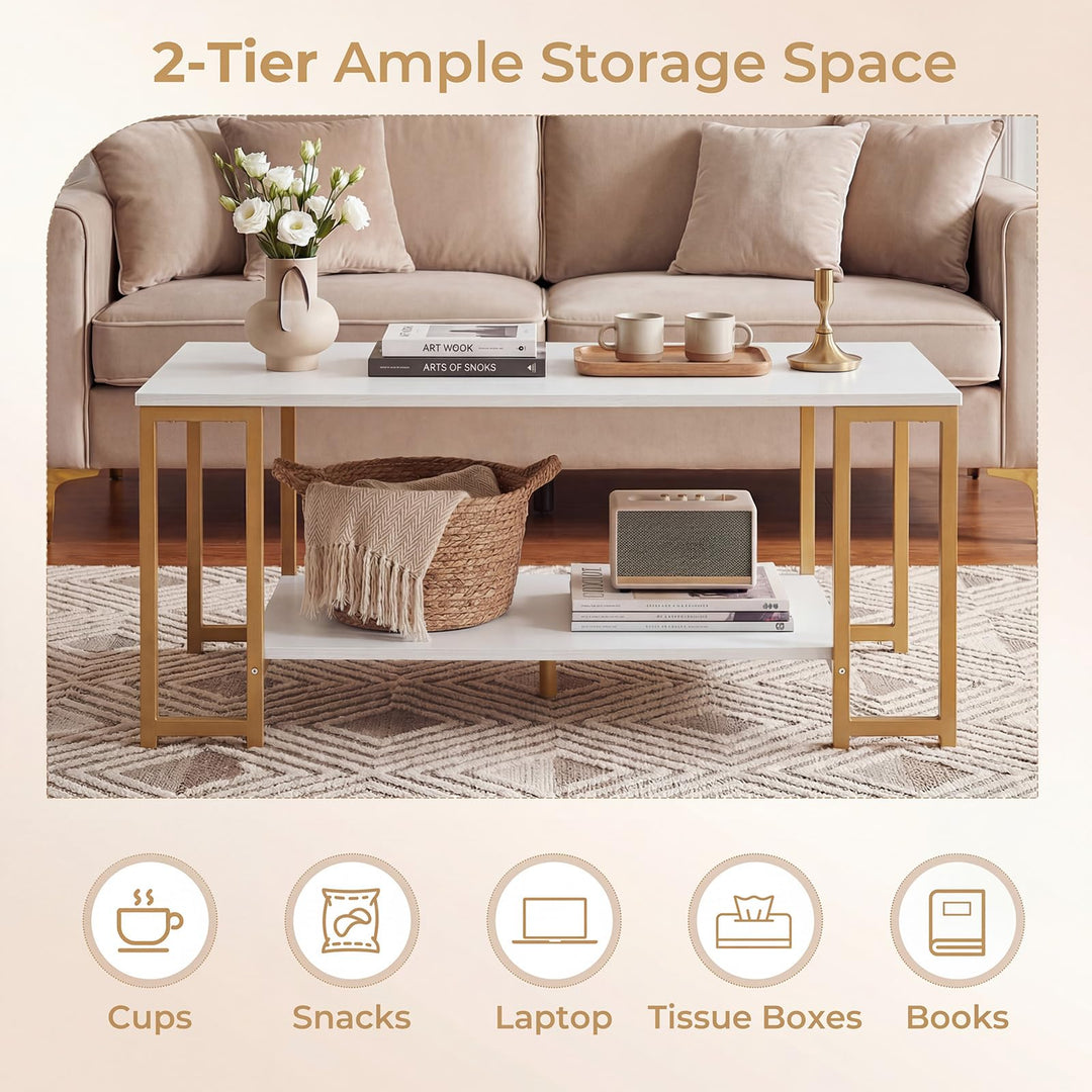 Giantex 2-Tier 39.5" Coffee Table with Storage