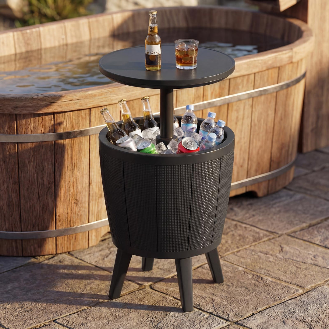Giantex 3-in-1 Outdoor Cooler Bar Table | 10-Gallon Ice Bucket with Lift-Top Cocktail Table